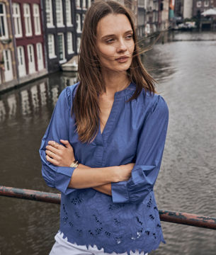 Picture of AARON FORGET-ME-NOT OVERSIZED EMBROIDERED COTTON BLOUSE